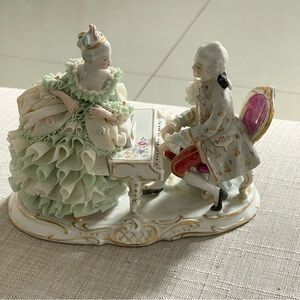 Dresden Frankenthal Porcelain Figurine Made in Germany Couple With Piano